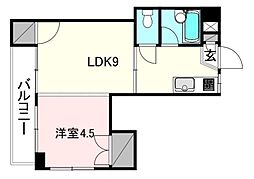 グリーンアート紅葉町 1LDKの間取図画像