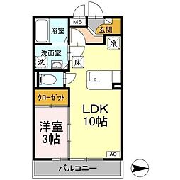 エスト・クレール2 1LDKの間取図画像