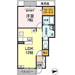 クローヌ・ド・フルール 1LDKの間取図画像