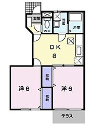ウゴモリハイツ 2DKの間取図画像