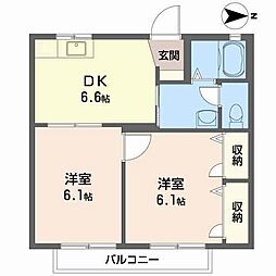 ディアス余戸A 2DKの間取図画像