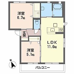 メゾン・フィオレンテ 2LDKの間取図画像