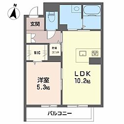 ローズ・ガーデン三上 1LDKの間取図画像