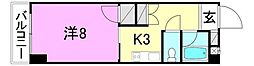グランシェル・11 1Kの間取図画像