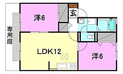 セルーナ椿D 2LDKの間取図画像