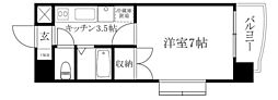 Y'sCourt朝生田 1Kの間取図画像