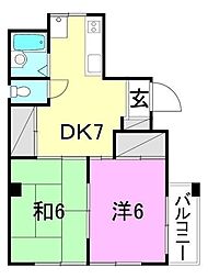 メゾンAD5 2DKの間取図画像