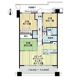 サーパス道後公園南 3LDKの間取図画像