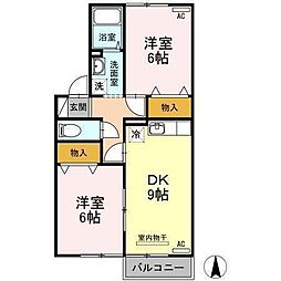 エクレールSYOUA 2DKの間取図画像