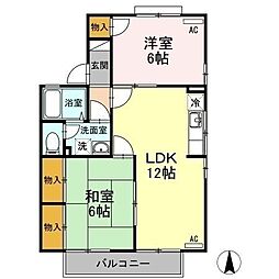 エスポワール34A 2LDKの間取図画像