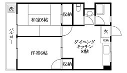 寿レジデンス 2DKの間取図画像