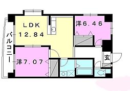 デリアス木屋町 2LDKの間取図画像