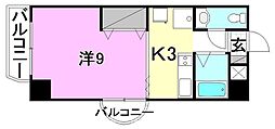 グリチネドゥエ 1Kの間取図画像