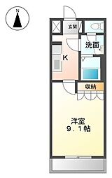 シェルル南方 1Kの間取図画像