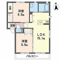 グランマスト古川北A 2LDKの間取図画像