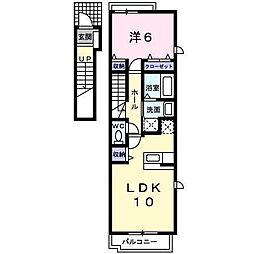 セレノ東野A 1LDKの間取図画像