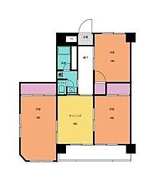 第90杉フラット 3DKの間取図画像