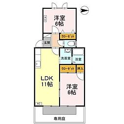 フレグランスいおき 2LDKの間取図画像