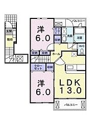 コミュニティーY・KA 2LDKの間取図画像