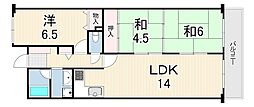 カネボウ芦屋アーバンプラザ 4LDKの間取図画像