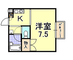 フォアルテ岡本 1Kの間取図画像