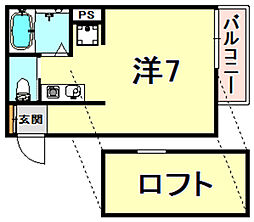 ヴィレッタ魚崎2 ワンルームの間取図画像