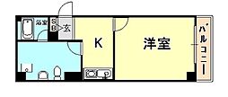 メインステージ芦屋茶屋之町 1Kの間取図画像
