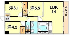 ラフィーネ御影 3LDKの間取図画像