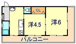 田中マンション 2Kの間取図画像