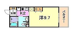 KDXレジデンス甲南山手 1Kの間取図画像