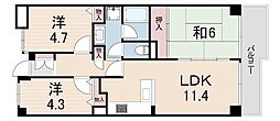 カネボウ芦屋アーバンプラザ 3LDKの間取図画像