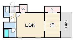 デ・コール岡本2番館 1LDKの間取図画像