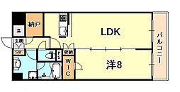 サニープレイス西芦屋2号館 1LDKの間取図画像