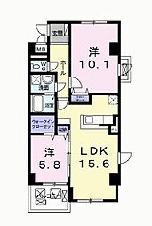 エアリーヒルズ芦屋 2LDKの間取図画像