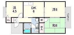 セジュール魚崎 3DKの間取図画像