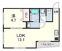 杣ハイム 1LDKの間取図画像