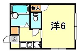 峰住吉ハイツ 1Kの間取図画像