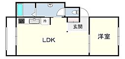 芦屋レジデンス 2LDKの間取図画像