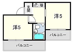 アメニティ東神戸五番館 2Kの間取図画像