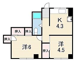 東灘マンション 2Kの間取図画像