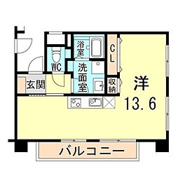 芦屋リバーウエストマンション 1LDKの間取図画像