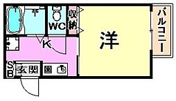 ブロスハイツ住吉 1Kの間取図画像