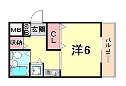 ドムール・コスモス甲南町 1Kの間取図画像