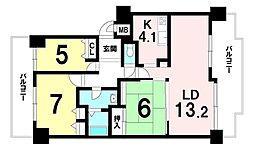 フラワータウンアミル218棟アマリリス館 3LDKの間取図画像