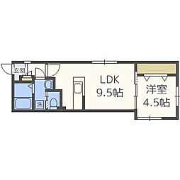レフィナード 1LDKの間取図画像