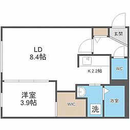 ブルーイング西町北 1LDKの間取図画像