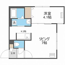 カーザフェリス平岸 1LDKの間取図画像