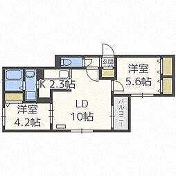 レガリア美園 2LDKの間取図画像