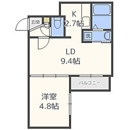 キングハウス環状通東 1LDKの間取図画像