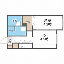 メニーズコート豊平川 1DKの間取図画像